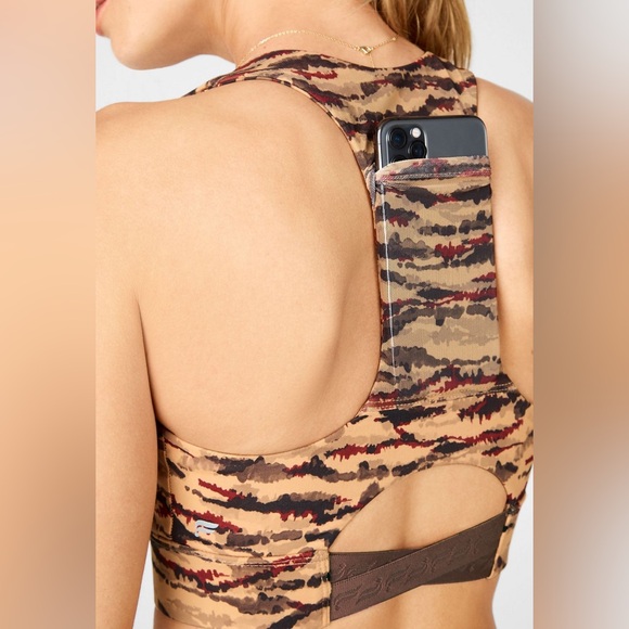 Fabletics On-The-Go PowerHold HW Leggings & Sports Bra  Cacao Tigress Sz L - Picture 7 of 16